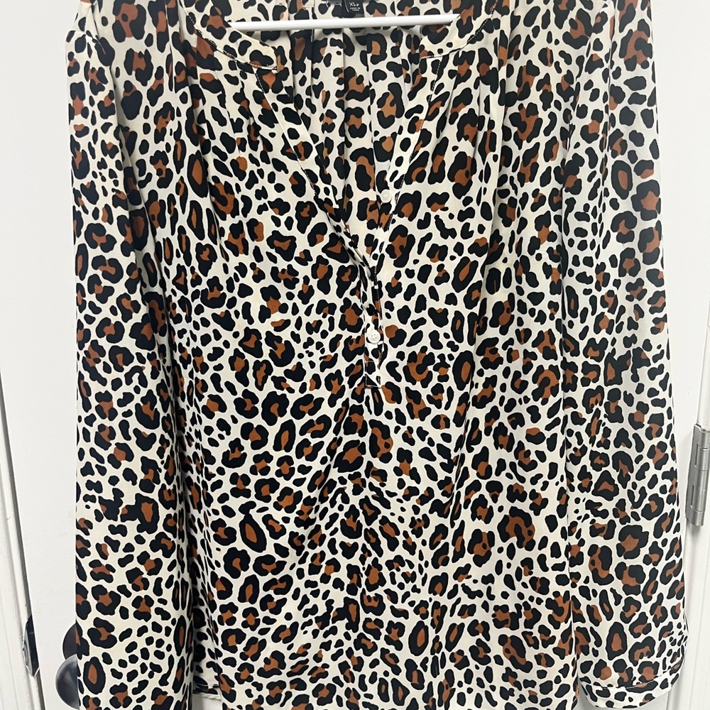Talbots Animal Print Blouse size XL Petite